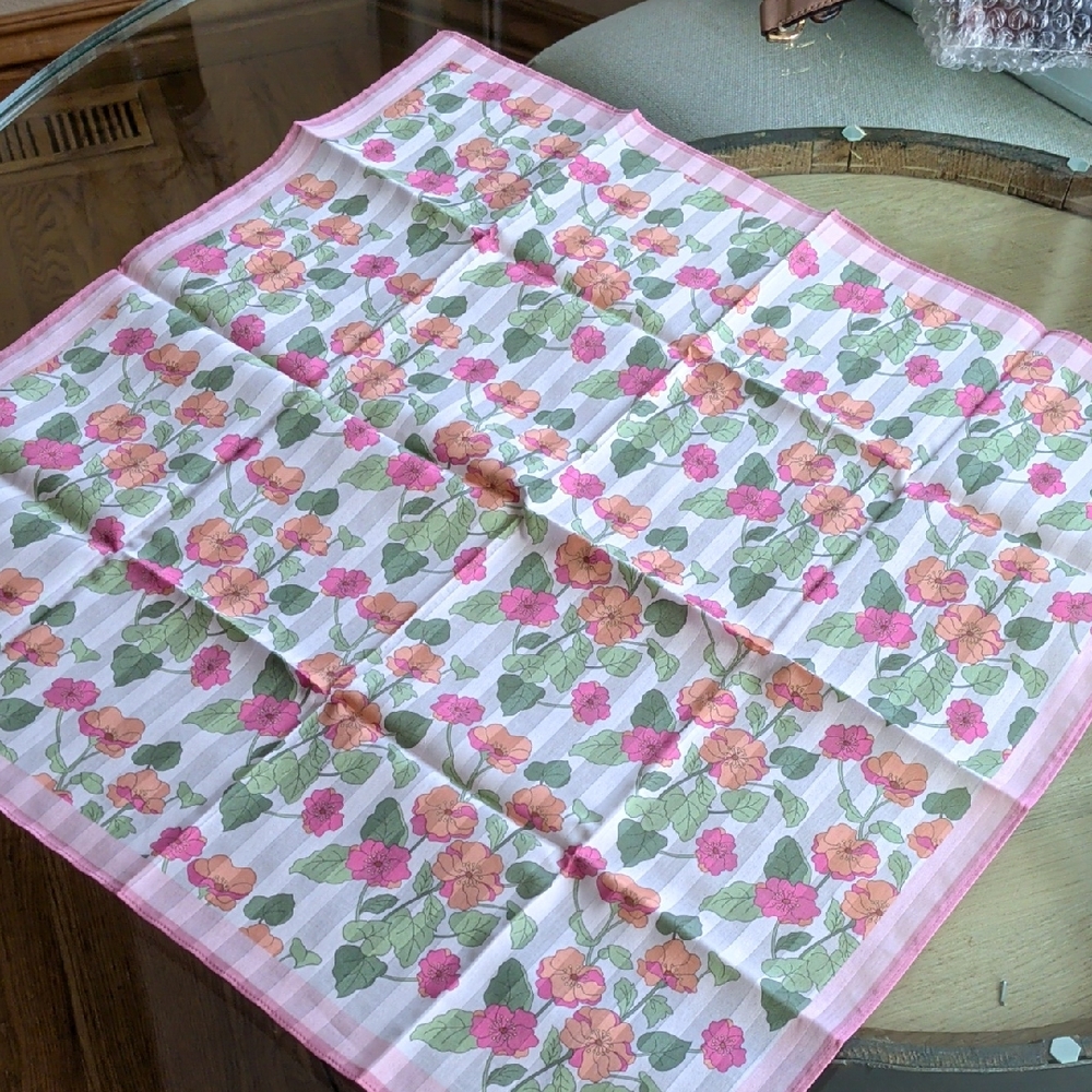 Floral Pink and Orange Scarf 20x20